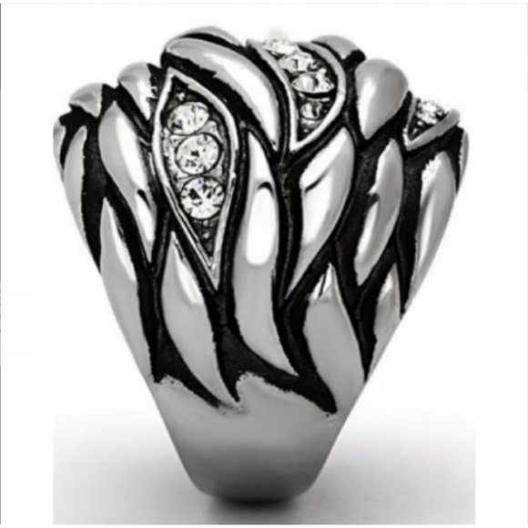 STAINLESS STEEL CUBIC ZIRCONIA DOME RING - Picture 4 of 5